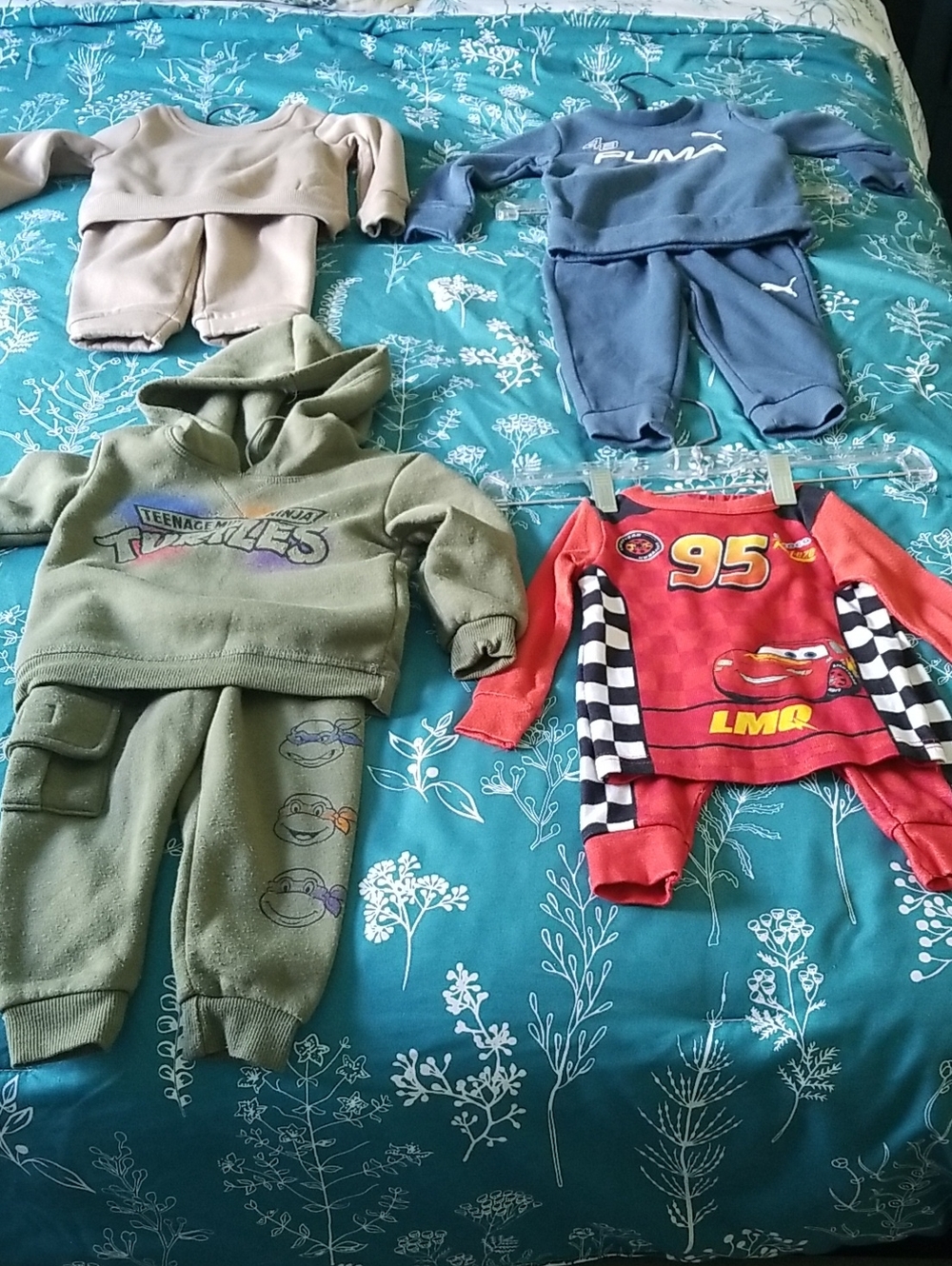 Assorted 12 Month ONSIES, 2 PIECE outfits & Gym Shorts GUC